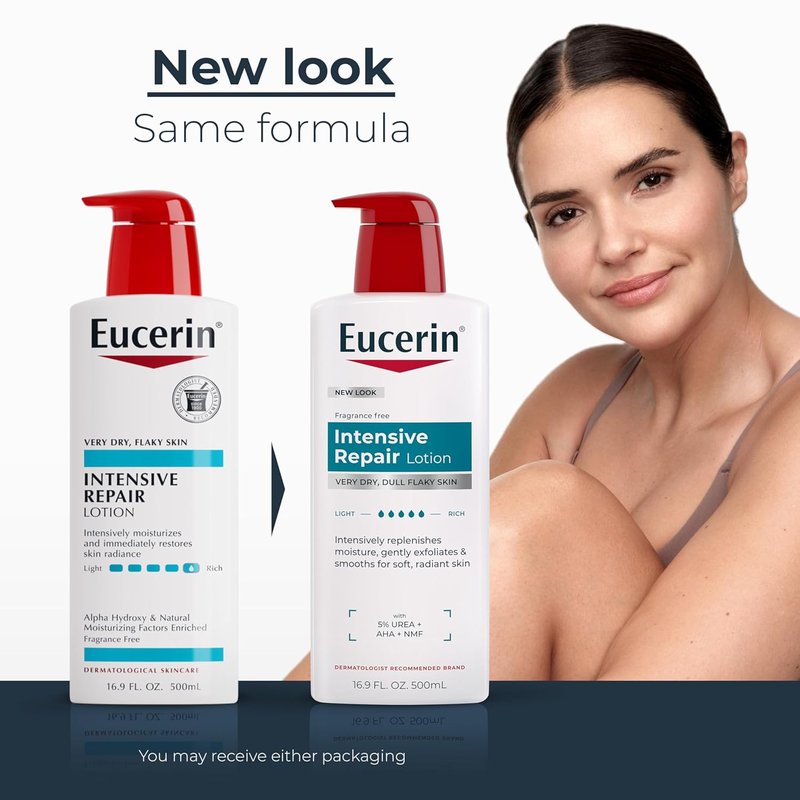 Eucerin Intensive Repair Body Lotion - Moisturizes & Exfoliates Very Dry Skin | 16.9 Fl Oz, Fragrance-Free