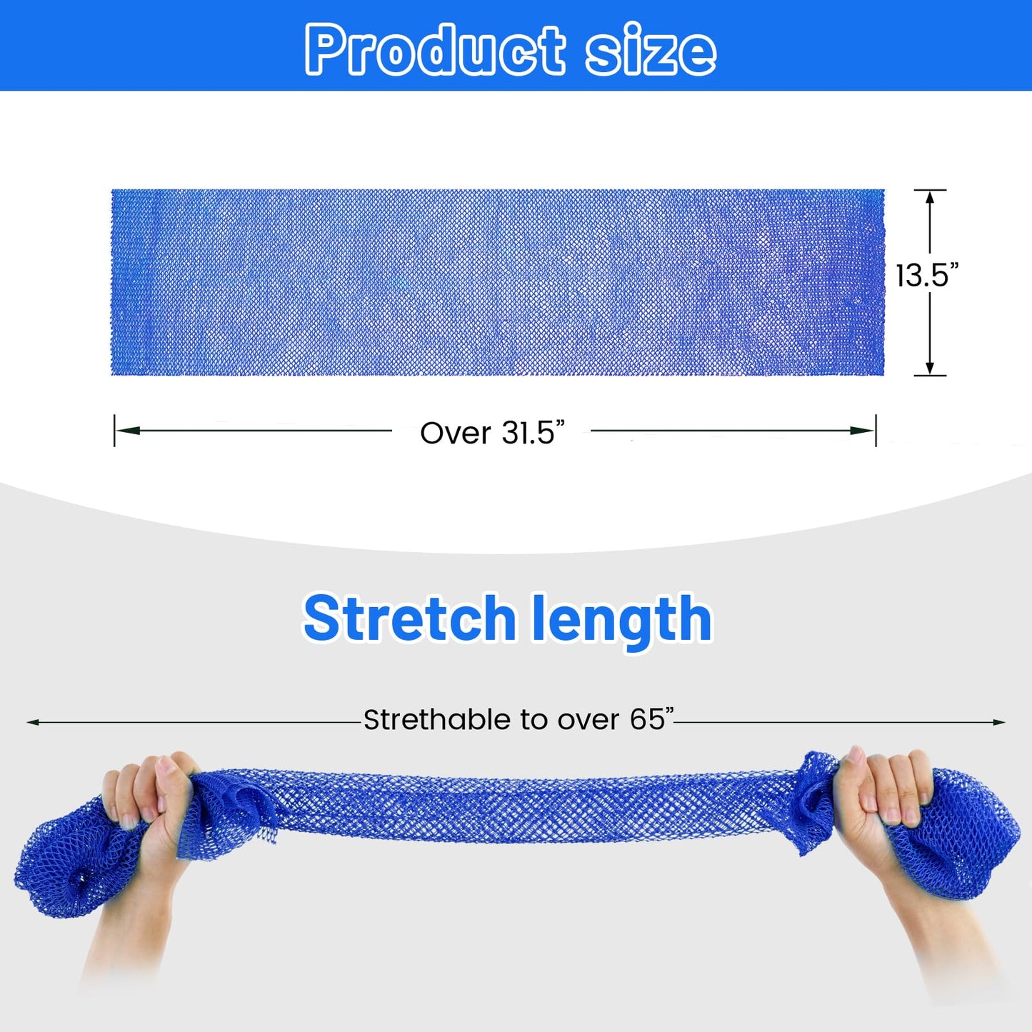 ZOCY African Net Sponge, Authentic Exfoliating Body Scrubber for Bath and Shower, Multiple Textures with Gentle Deep Exfoliating and Rich Lather for All Skins (Blue)