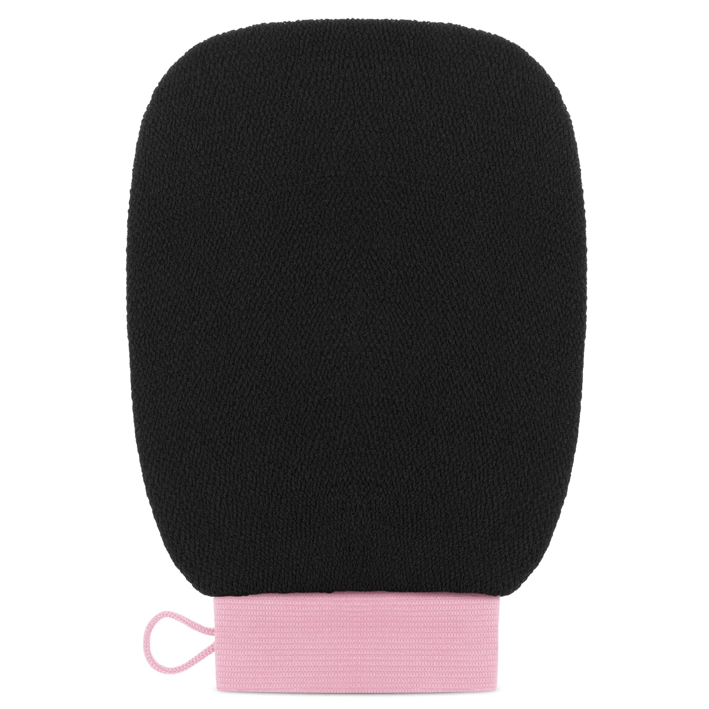 Valitic Exfoliating Glove Body Scrubber - Exfoliating Mitt Dead Skin Remover, Shower Face and Body Exfoliator - Korean Style Skin Scrubber Washcloth - Spray and Self Tan Remover, 1 Black with Pink