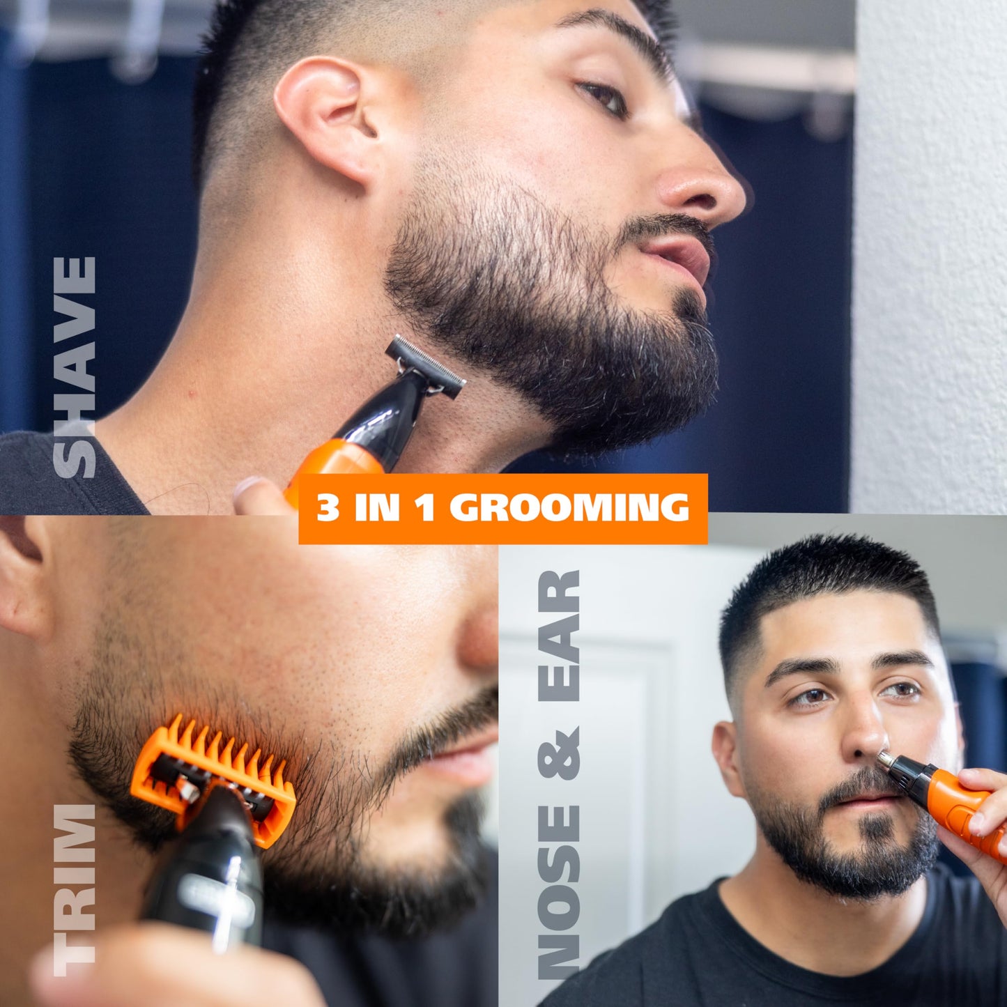 Wahl Trim Ninja Hybrid Electric Shaver for Facial Hair & Nose Grooming – 2 Heads - Bi-Directional Electric Beard Trimmer for Men – Precision Ear & Nose Hair Trimmer for Men – Model 3030114