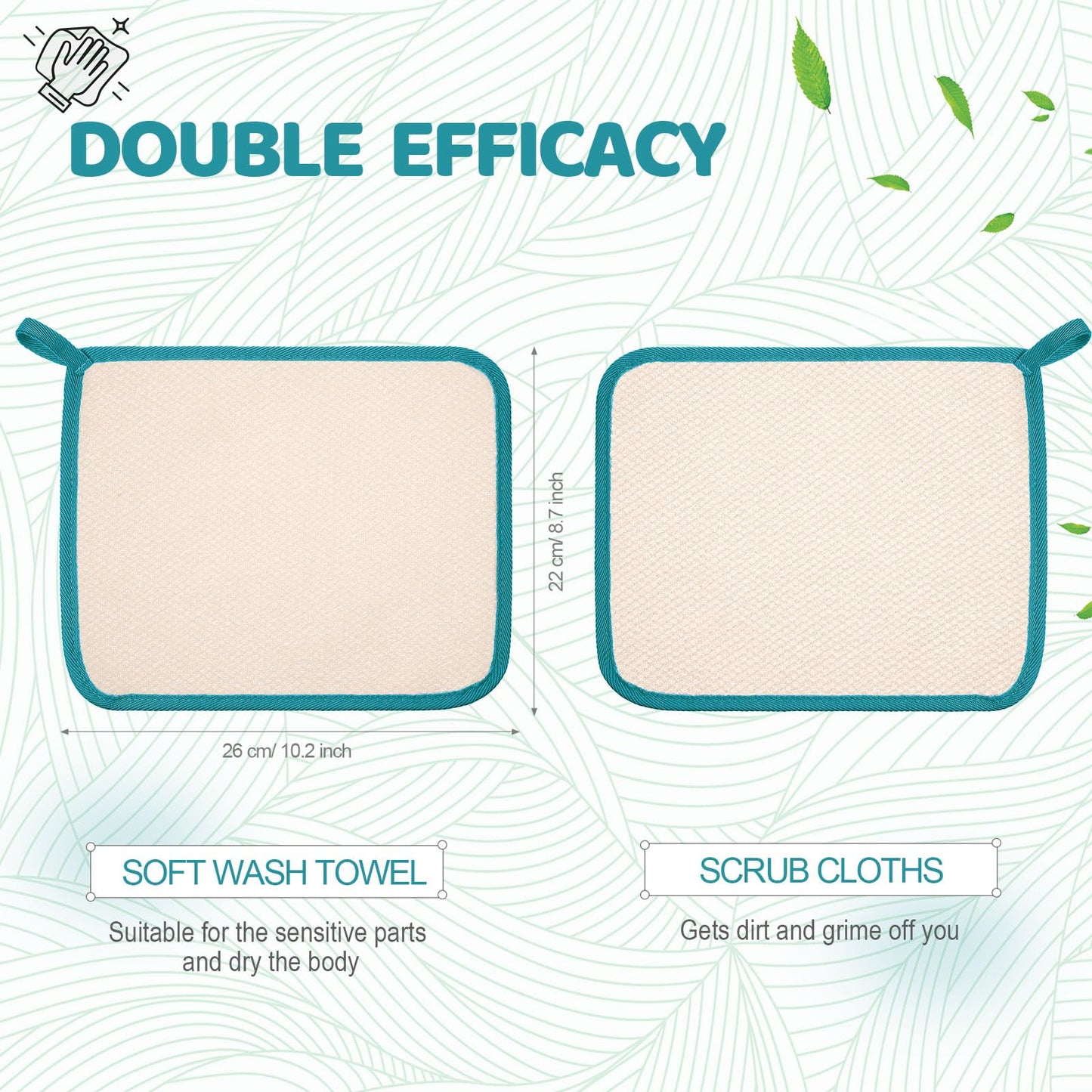 Tatuo 5 Pcs Exfoliating Face and Body Wash Cloths Towel Weave Bath Exfoliating Scrub Massage Bath Cloth for Women and Men, 10.23 x 8.66 Inch(Black Green Orange Blue Yellow Edge)
