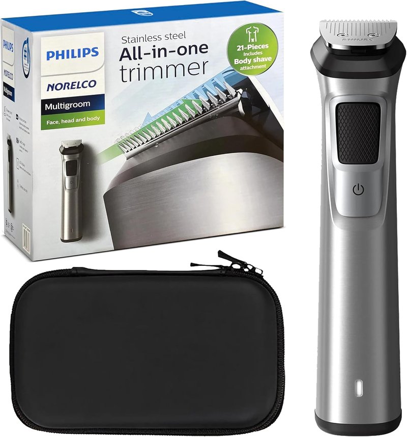 Philips Multi Groomer 8000 Series - 21-Piece All-in-One Grooming Kit for Men | Precision Trimmer for Face, Head & Body