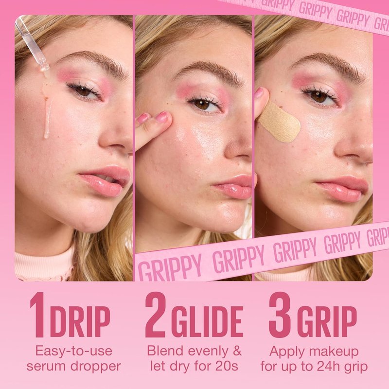 Maybelline Grippy Serum Primer - Hydrating Makeup Primer with 2% Niacinamide | 24HR Wear, Clear, 1 Count