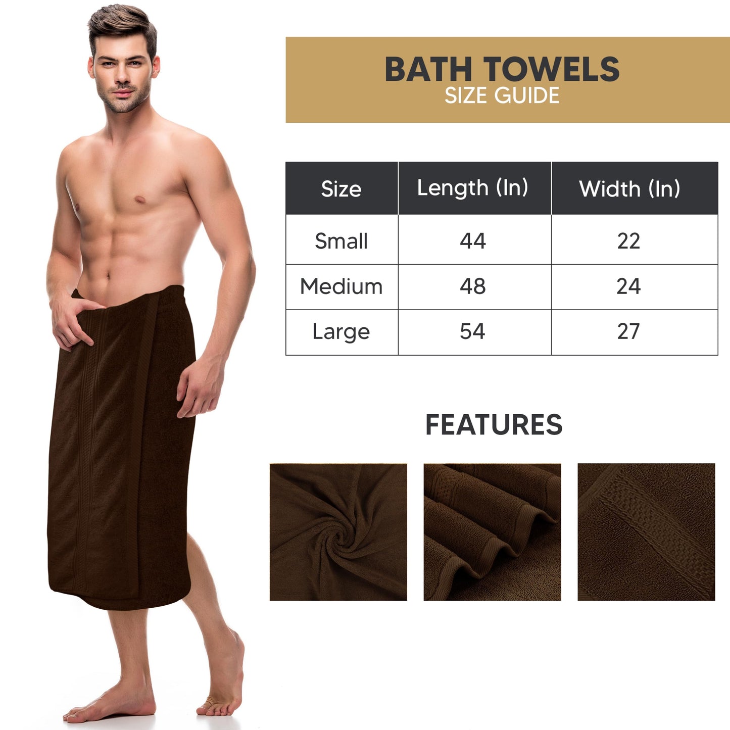 Utopia Towels 4 Pack Premium Bath Towels Set, 27 by 54 Inches, 100% Ring Spun Cotton 600GSM, Lightweight and Highly Absorbent Quick Drying Towels, Perfect for Daily Use, Dark Brown