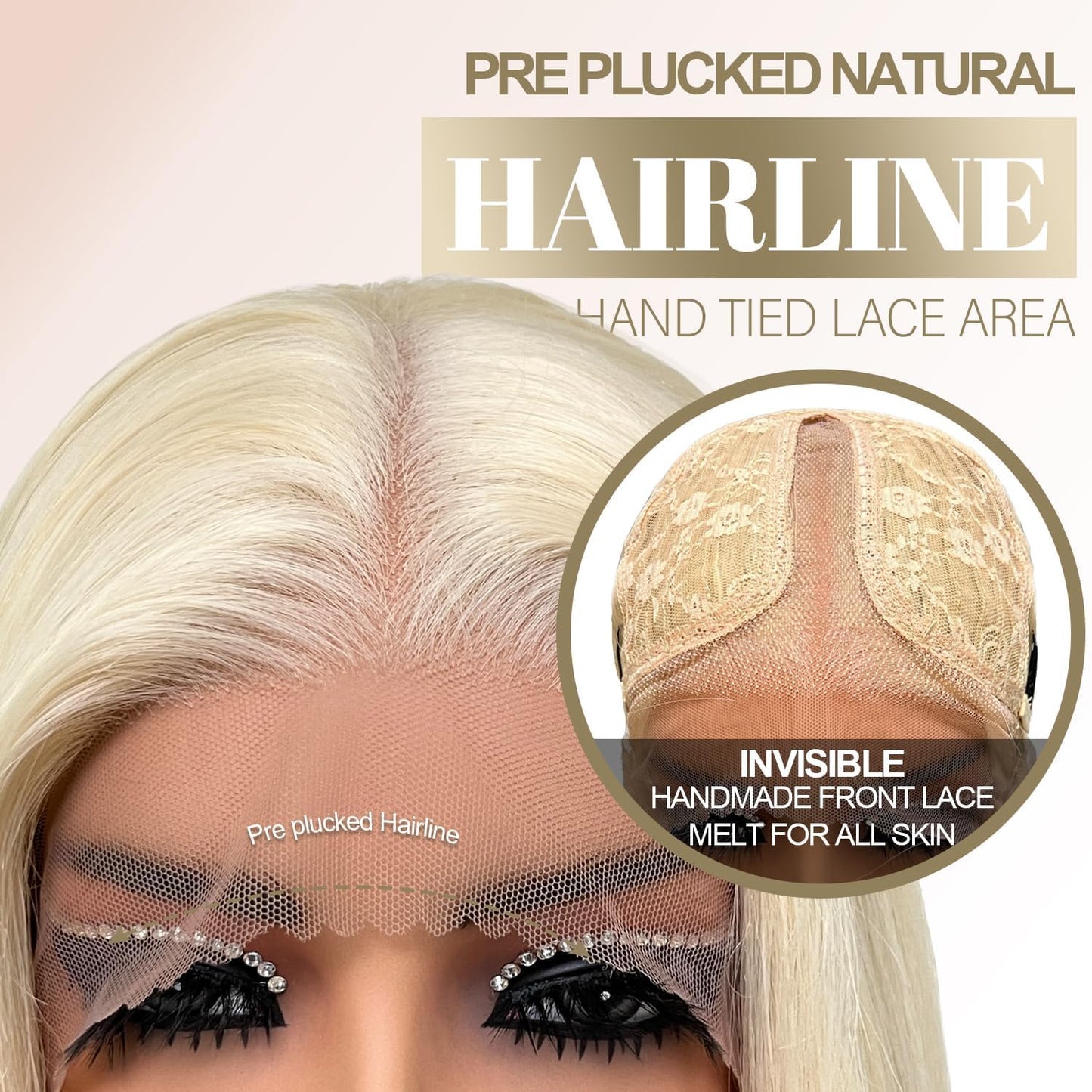 Su Mei.s Glueless Synthetic Lace Front Wig 26 Inches Long Straight Blonde Wigs for Black Women 13x5x1 HD Lace Hand Tied Pre Plucked Hairline (#613 Blonde, 26 Inch)