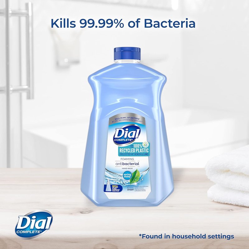 Dial Complete Antibacterial Foaming Hand Soap Refill - Spring Water & Fresh Pear, 52 fl oz | Gentle & Effective Cleanliness