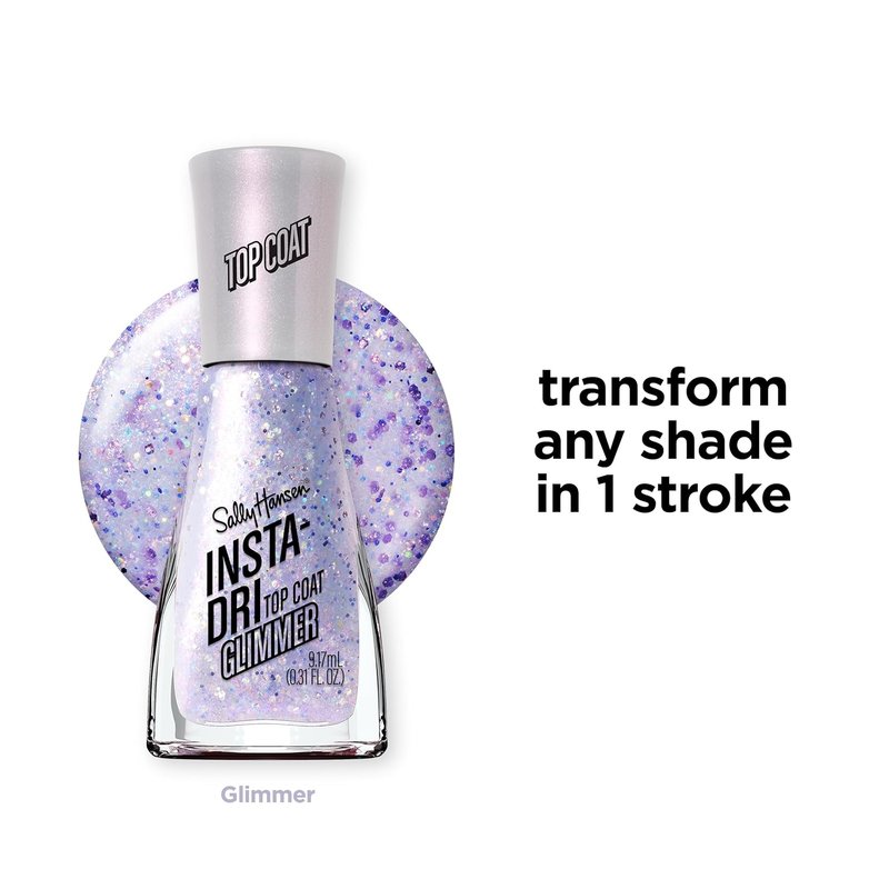 Sally Hansen Insta-Dri Nail Polish Top Coat - Quick Dry, Streak-Free Shine | Shimmery Purple Finish