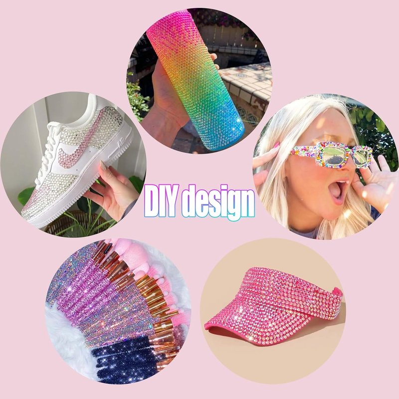 Rhinestones 30000 Pcs - 48 Color Flatback Gems for Nail Art & Crafting | 3mm with B7000 Glue & Tweezers