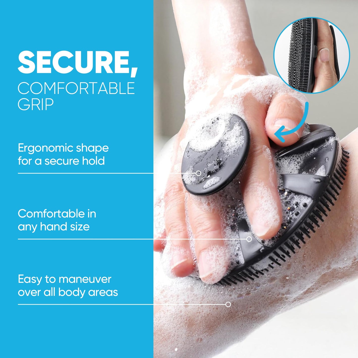 ProBliva Silicone Body Scrubber for Shower - Gentle Exfoliating & Lather Boosting Soft Silicone Cleansing Brush, Deep Clean for Sweat- and Moisture-Prone Areas with Body Wash, for Men & Women