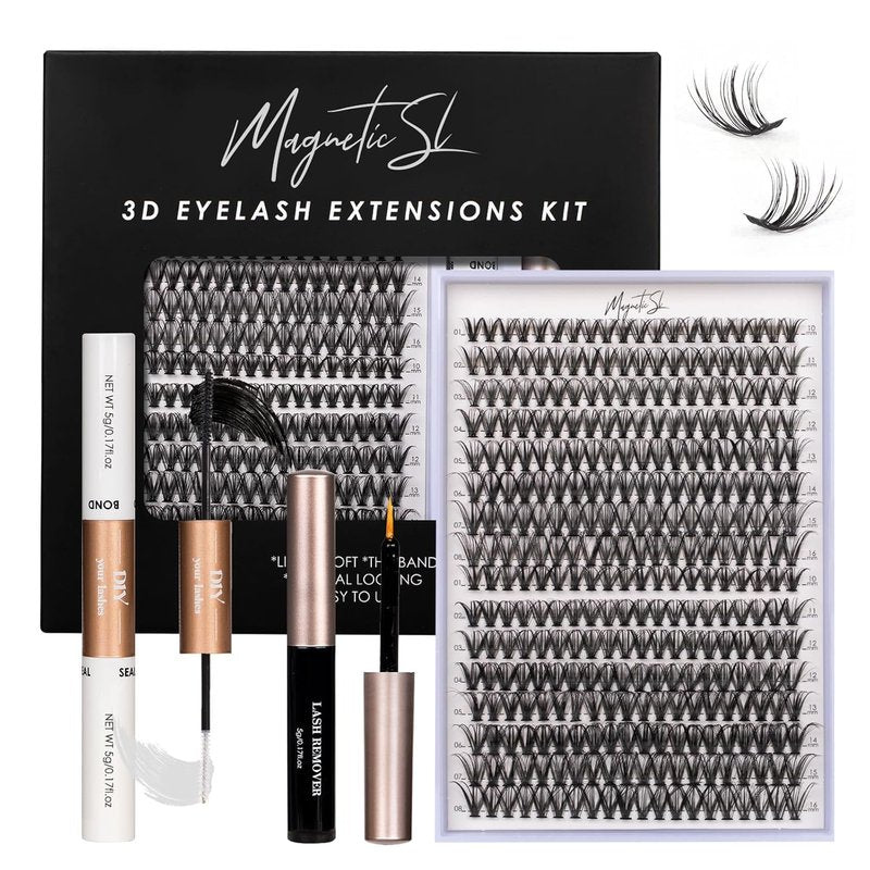 DIY Lash Extensions Kit - 320pcs Individual Lash Clusters 30D & 40D | Applicator, Bond & Seal, Glue Remover, 10-16mm