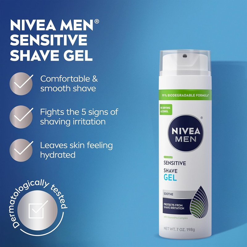 NIVEA MEN Sensitive Shaving Set - Soothing Shave Gel (7 Oz) + Post Shave Balm (3.3 Fl Oz) with Chamomile & Vitamin E