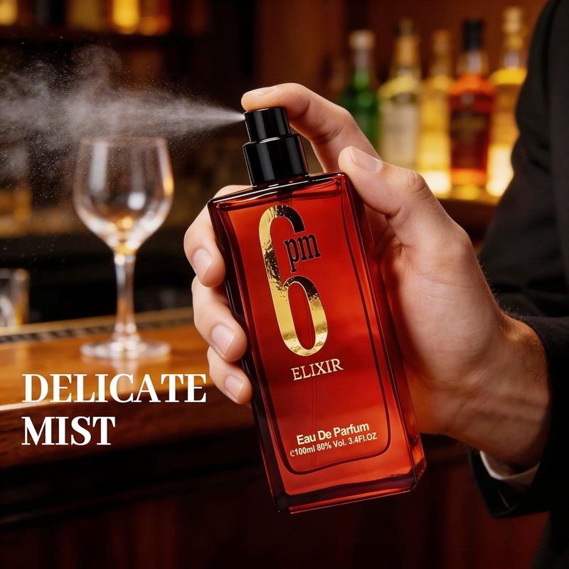 A CENTER 6PM Elixir Men's Eau de Parfum - Warm Woody Cologne | Long-Lasting Amber Tobacco Scent, 3.4 Fl Oz