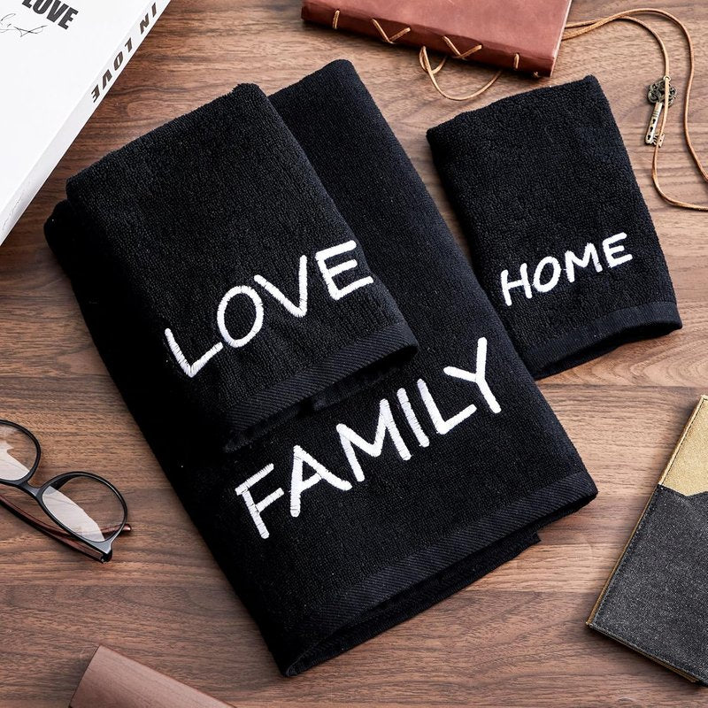 Farmhouse Decorative Bath Towels Set - 6 Pack Soft Cotton Towels | 2 Bath Cloths, 2 Hand Cloths, 2 Washcloths