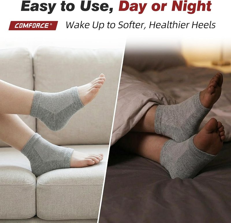 Moisturizing Gel Heel Socks - Cracked Heels Treatment for Men & Women | Toeless Design for Pain Relief