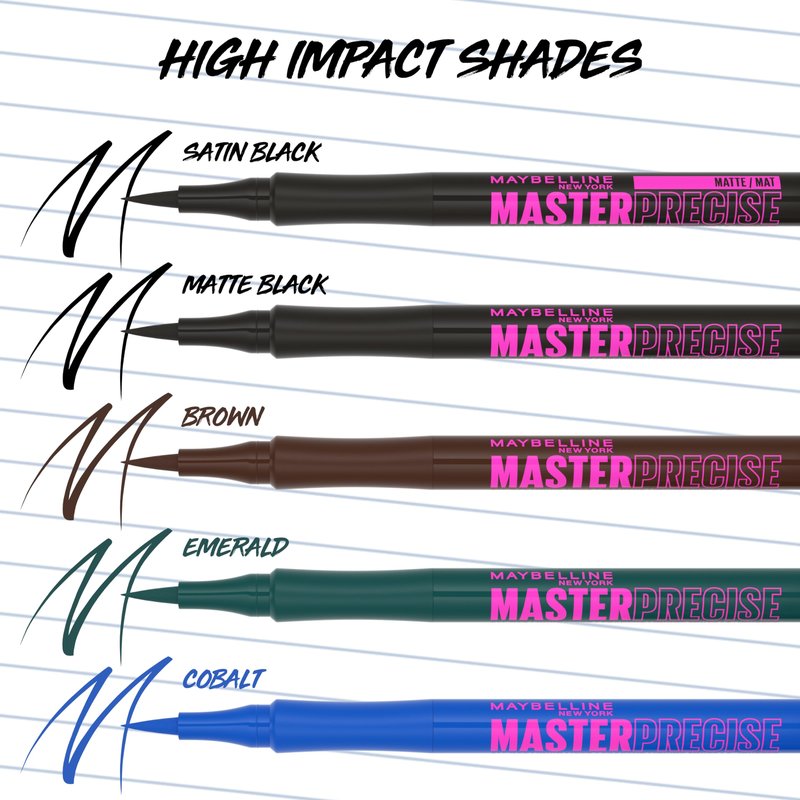 Maybelline Eyestudio Master Precise All Day Waterproof Liquid Eyeliner Makeup, Matte Black, 1 Count (Packaging May Vary)
