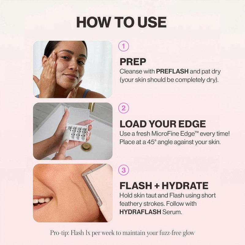 DERMAFLASH LUXE+ Sonic Dermaplaning Tool - Effective Peach Fuzz Removal & Anti-Aging Exfoliation