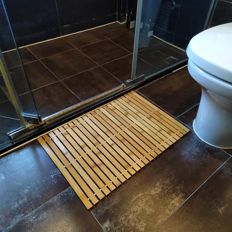 HJJKKH Bath Mat Rayon Derived from Bamboo, Foldable Floor Shower Bath Mat for Bathroom, Bathtub, Shower, Sauna, Hot Tub