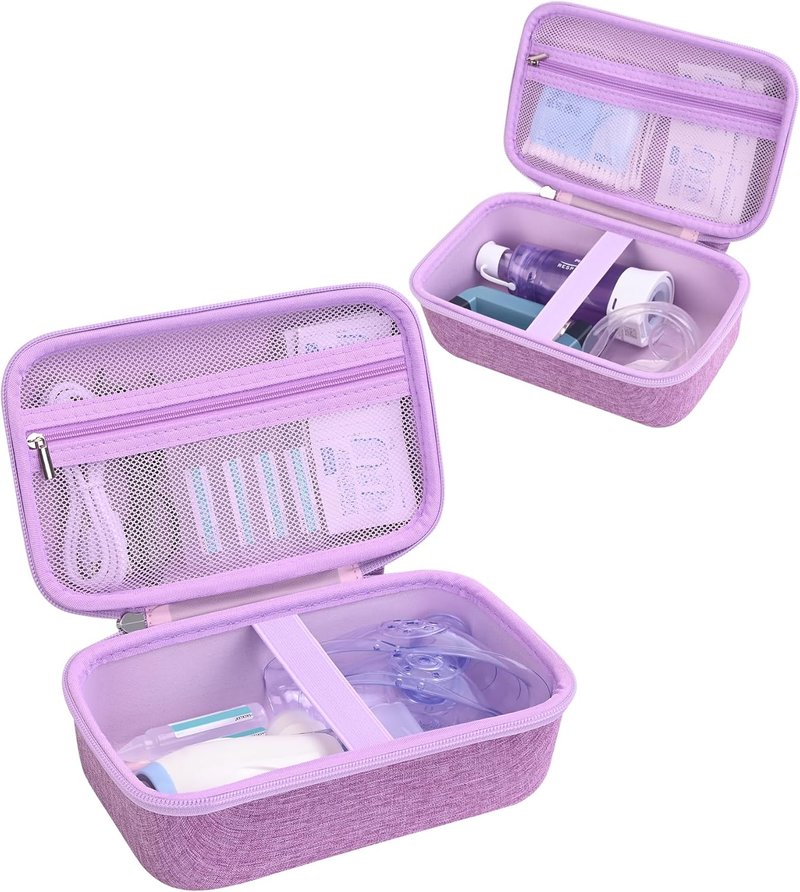 Asthma Inhaler Case - Portable Nebulizer & Spacer Storage for Kids & Adults | Travel-Friendly Purple Design