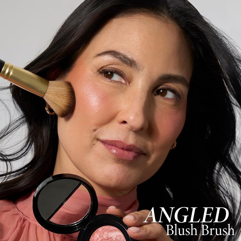 Laura Geller New York Angled Blush Brush - Dense Bristles & Black Wooden Handle for Flawless Application