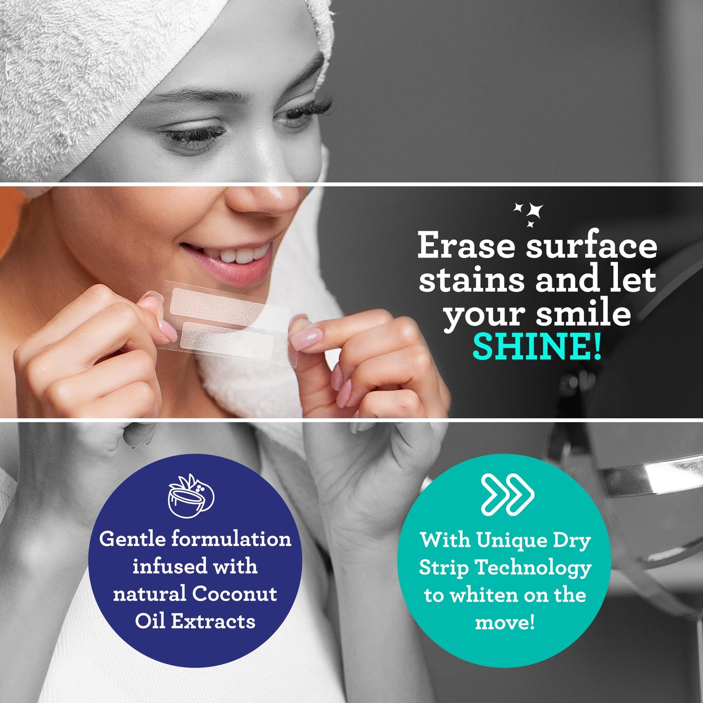 GuruNanda Whitening Wonder Duo, Dual Barrel Oxyburst Whitening Mouthwash 20 Oz & Teeth Whitening Strips with No Slip, Dry Strip Tech, 7 Day Treatments