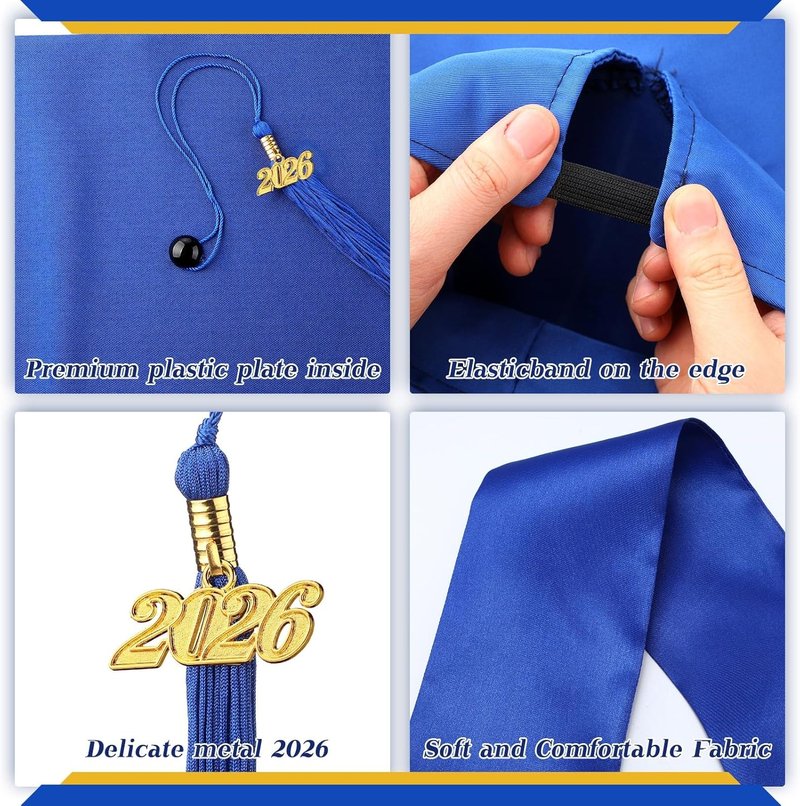 Child Size Graduation Cap and Stole Set - Unisex Preschool Hats with 2026 Tassel | 12 or 24 Pcs