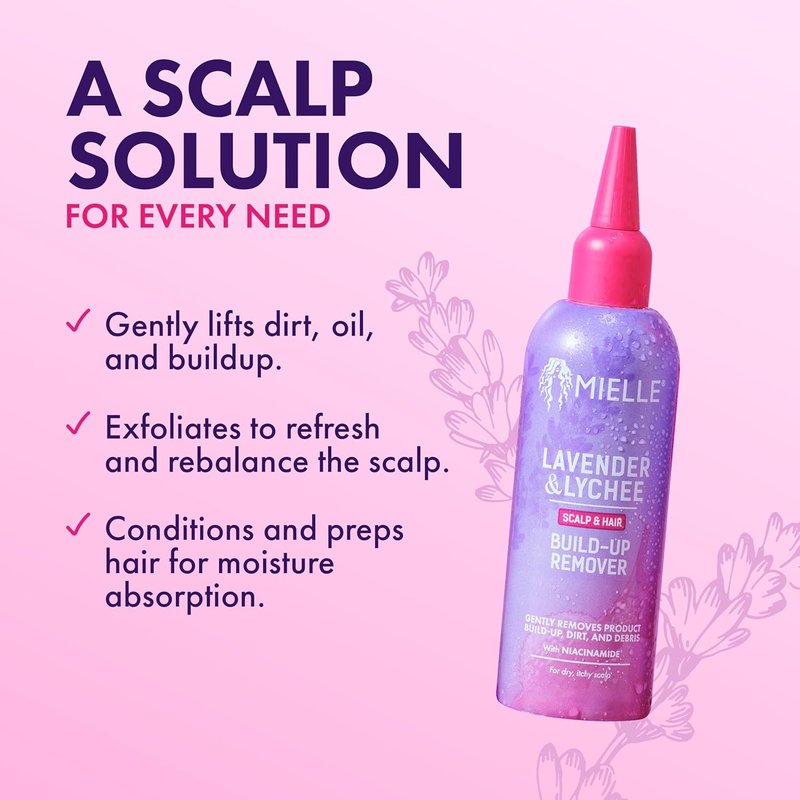 Mielle Organics Scalp & Hair Build-Up Remover - Clarifying Pre-Shampoo Treatment with Niacinamide & Lavender Extract, 4 fl oz