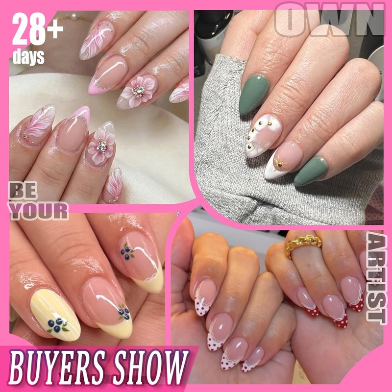 Short Almond Nail Tips - 504PCS Soft Press-On Gel Nails | Pre-Shaped Full Cover Acrylic Gelly Tips in 12 Sizes