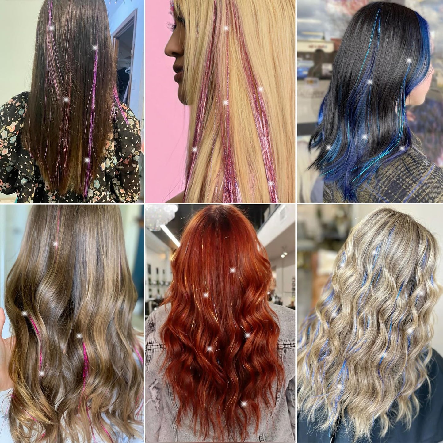YUBTY Hair Tinsel, 20 Colors 8800 Strands Fairy Hair Tinsel Heat Resistant 48 Inches Glitter Tinsel Hair Extensions Highlights Sparkling Hair Tinsel Kit for Girls Women Hair Accessories Party Festival