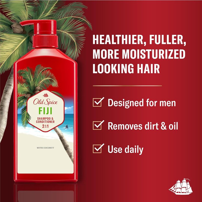 Old Spice 2-in-1 Shampoo & Conditioner - Fiji Coconut & Tropical Wood Scent, 21.9 fl oz | All Hair Types