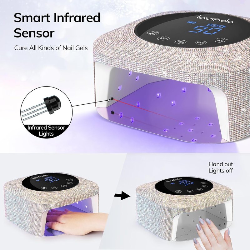 Lavinda UV LED Nail Lamp - Cordless Rechargeable Gel Nail Dryer with 4 Timer Settings | 54W Touch LCD Display