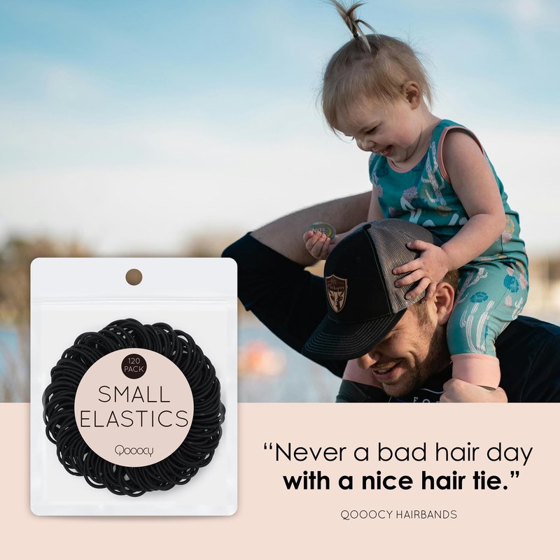 Qooocy 120 Pcs Small Hair Ties for Thin Hair & Kids - 1 Inch, 2mm No-Damage Elastic Bands in