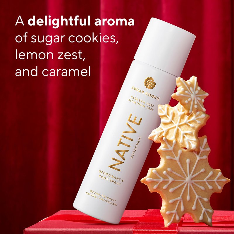 Native Deodorant Spray, Holiday Edition, Sugar Cookie Scent, Contains Naturally Derived Ingredients, 72 Hour Odor Control | Deodorant for Women and Men, Aluminum Free with Baking Soda