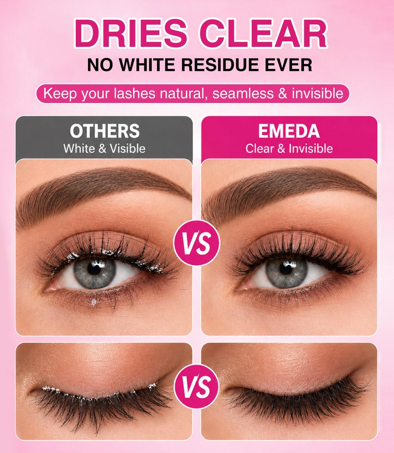 EMEDA Clear Lash Bond and Seal, Lash Glue for Eyelash Clusters, 72H Waterproof Cluster Glue, No White Residue Bond and Seal for DIY Individual & Cluster Lashes Extensions (6ml+6ml)