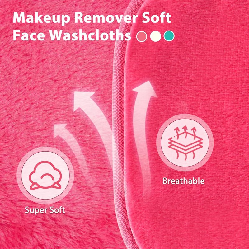 Makeup Remover Cloths - Reusable Microfiber Face Towels for Easy Makeup Removal | 6" x 6", 12 Pack