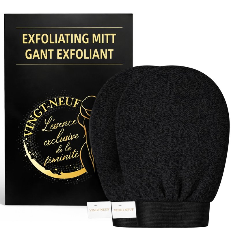 VINGT-NEUF Premium Exfoliating Gloves for Shower 1Pcs, 100% Viscose Deep Exfoliating Body Scrubber, Dead Skin Remover, Washcloth Body Exfoliator Scrubber for Self-Tan Removal, Smooth & Renewed Skin