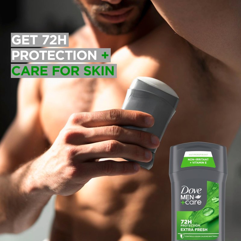 Dove Men+Care Men's Antiperspirant Deodorant Stick Extra Fresh With 72-hour Sweat & Odor Protection with 1/4 Moisturizing Cream & Long-lasting Citrus Scent 2.6 oz