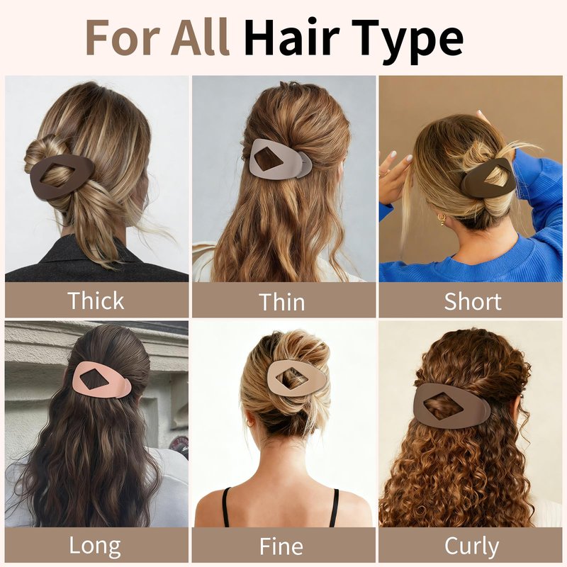 10 PCS French Flat Hair Clips for Women – 4.2 Inch Large Matte No-Slip Claw Clips for Long/Short Hair, Strong Hold Rhombus Hair Accessories, Commuting & Everyday Wear(Basic)