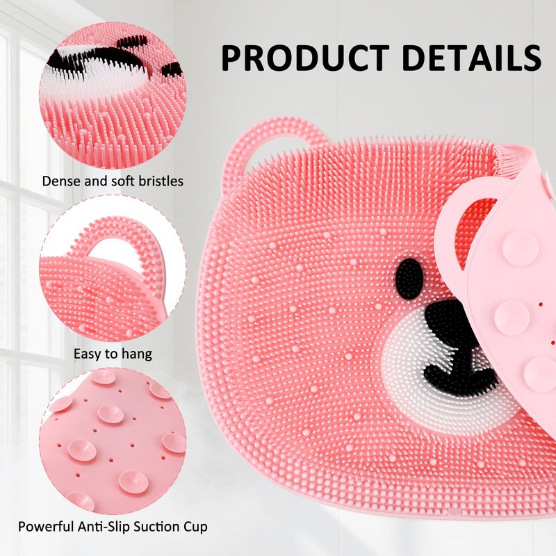 EaTubano Foot Scrubber in Shower - Non-Slip Silicone Foot Scrubber for Shower, Exfoliating Massage Mat for Feet, Dead Skin & Callus Remover, Textured Bath Mat for Men Women (Pink, 12.6"x10.2")