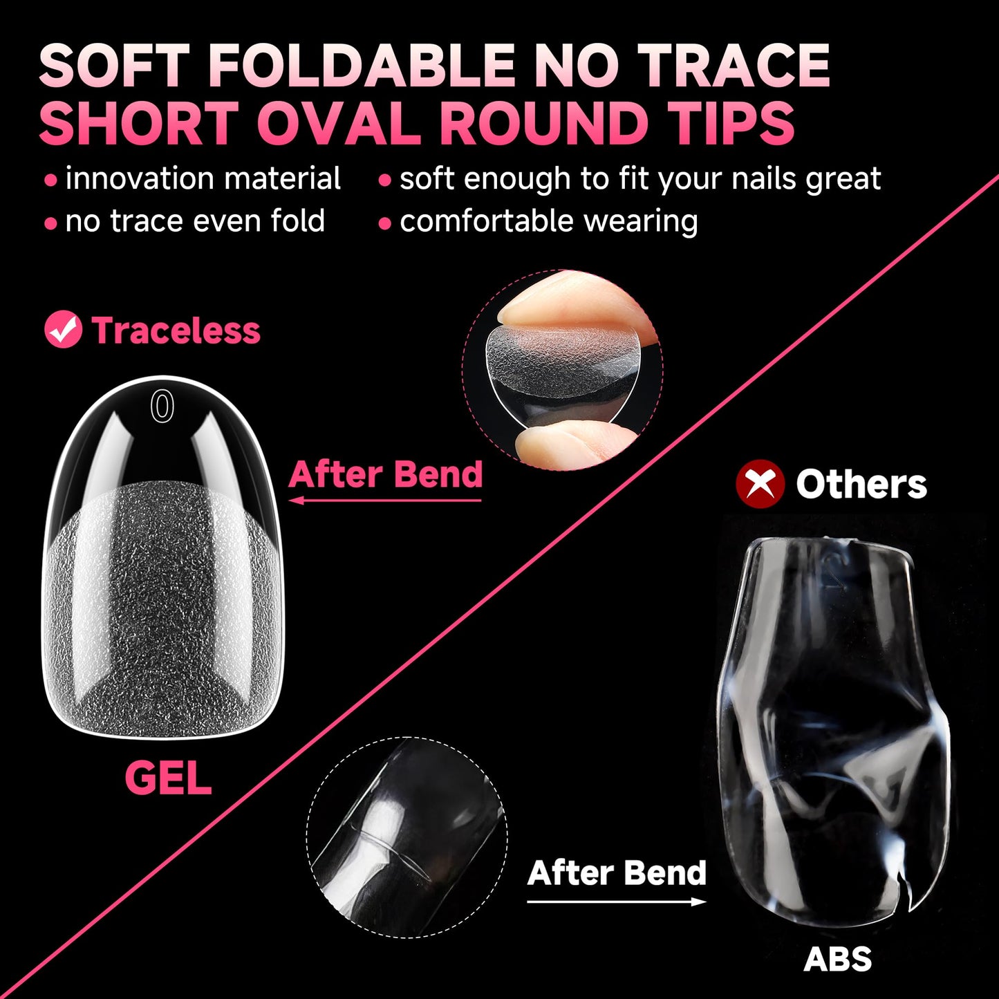 UNA GELLA Oval Round Nail Tips Pre-shaped Half Matte 120pcs Short Oval Round Soft Gel Nail Tips Full Cover Clear Acrylic Fake Nails for Press on Nail Extensions Home DIY Salon 12 Sizes