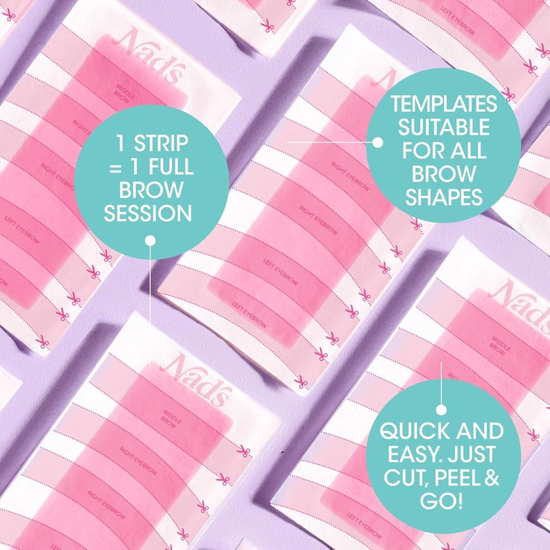 Nad's Eyebrow Wax Strips - Effective Facial Hair Removal Kit for Women | 6 Wax Strips, 6 Calming Wipes, 2g Powder