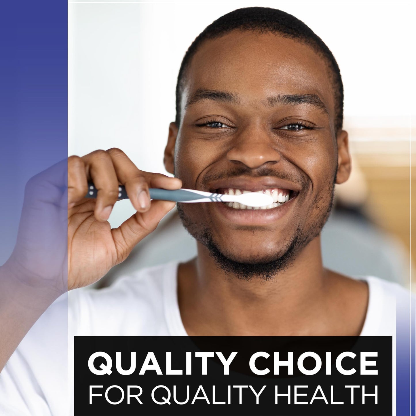 Quality Choice Medium Bristle Toothbrushes 2 Pack. Ergonomic Comfort Grip Handles, Compact Head Design for Hard to Reach Areas, Gentle Yet Effective Oral Care and Plaque Removal for Adults and Teens
