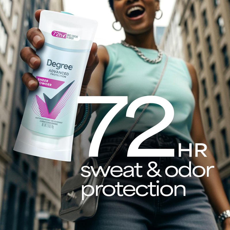 Degree Advanced Protection Antiperspirant Deodorant Sheer Powder for 72-Hour Sweat & Odor Control for Women, with Body Heat Activated Technology, 2.6 oz