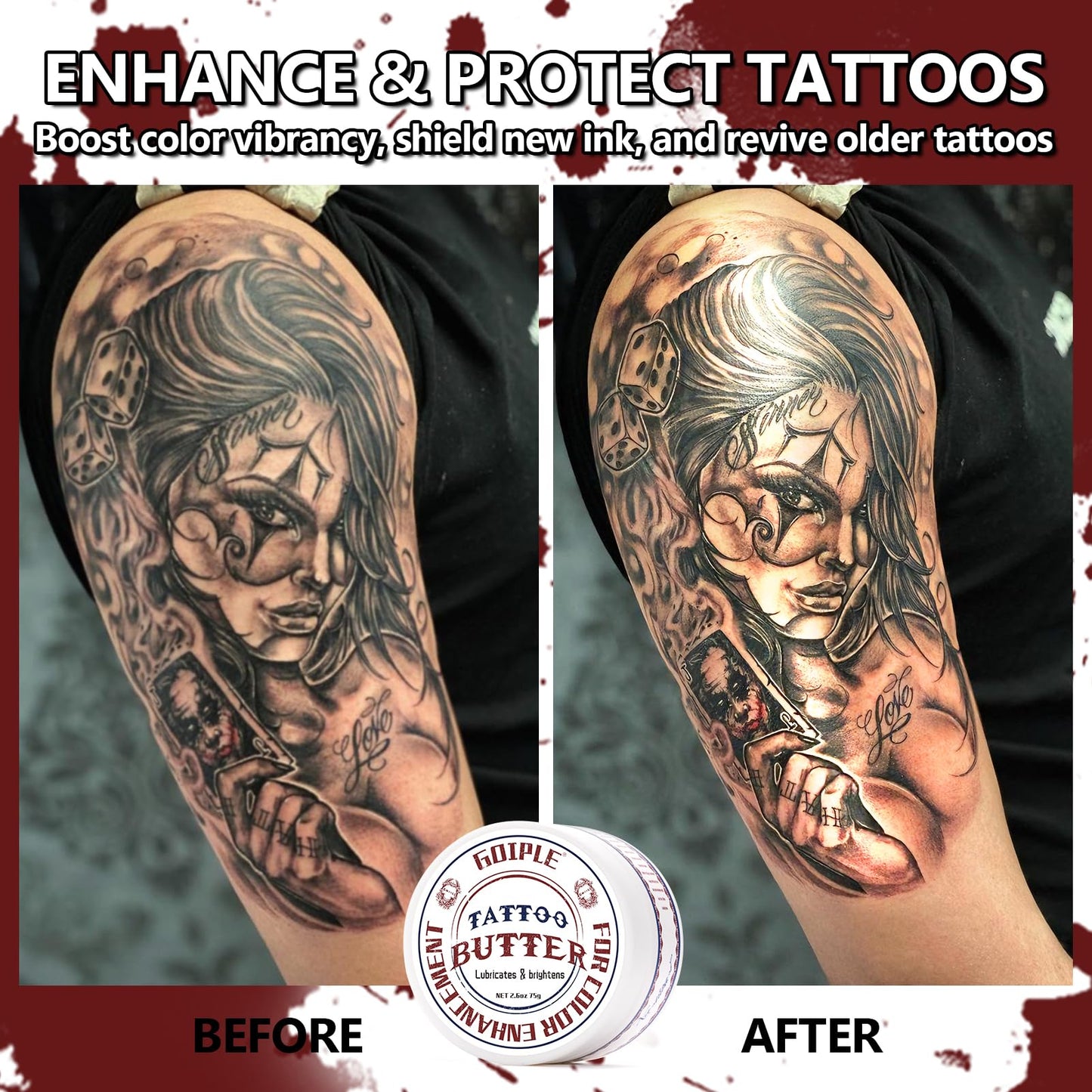 Tattoo Aftercare Balm 2.6oz - Essential Tattoo Supplies with Tattoo Butter Formula for Before During and After Tattoo Process, Healing Cream and Scar Repair Gel for New and Old Tattoos