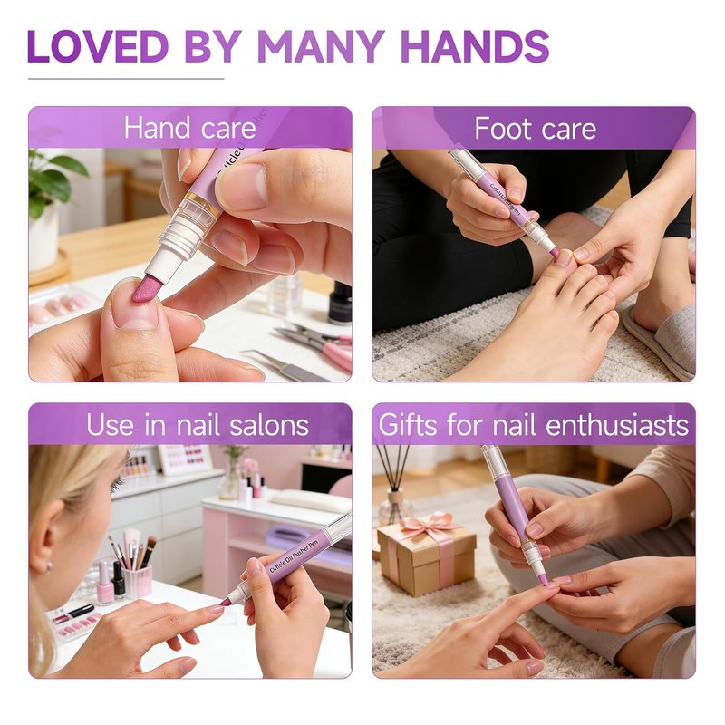 Cuticle Oil Pusher Pen - 2-in-1 Ceramic Moisturizing Tool for Dry Nails | Travel Size, No Leak