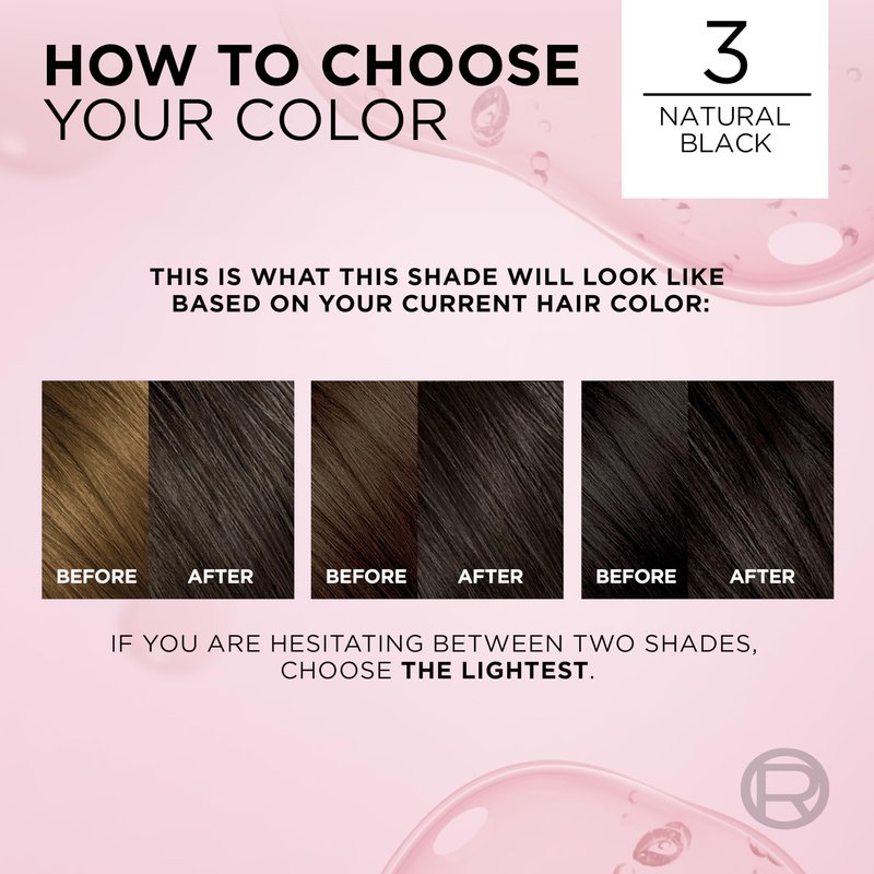 L'Oreal Paris Excellence Crème Permanent Hair Dye, Triple Care Hair Color with Hyaluronic Acid for 100% Gray Coverage, 3 Natural Black, 1 Kit (Pack of 2) (Packaging May Vary)