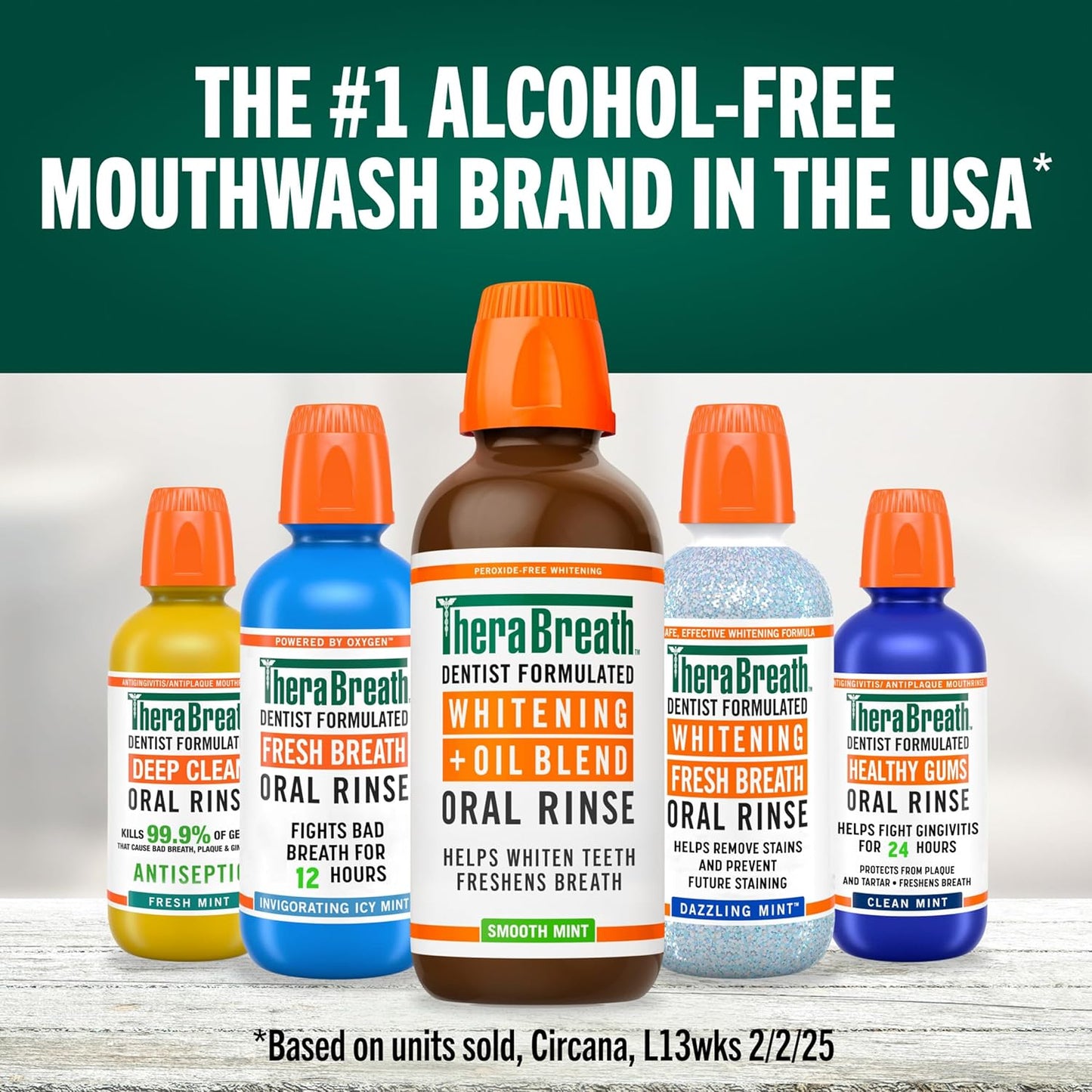 TheraBreath Whitening Oral Rinse - Alcohol-Free & Peroxide-Free Mouthwash | Smooth Mint, 16 Fl Oz