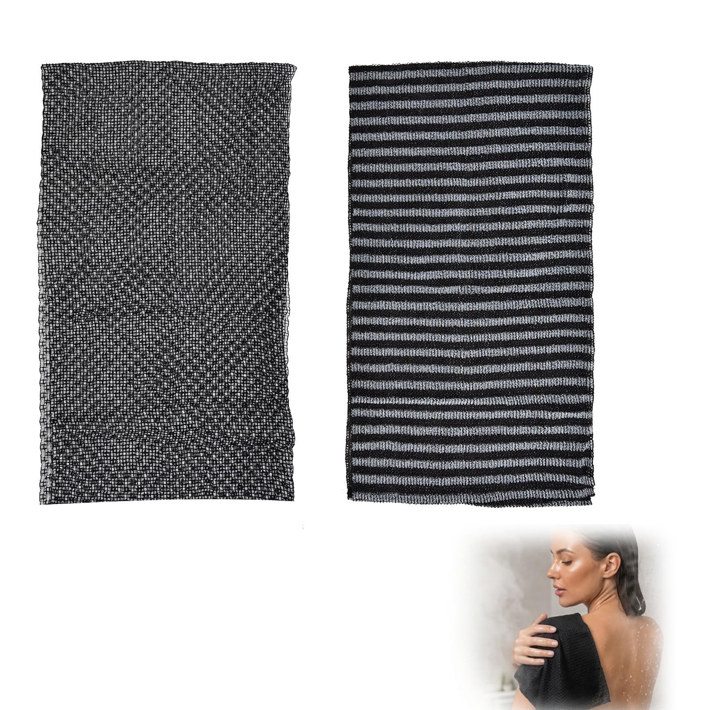Ryetvok 2pcs Blissall Exfoliating Shower Towel,2-in-1 Advanced Exfoliatings Microfiber Towels, Premium Scrub Wash Cloth for Body Face,exfoliating Towels-Body Scrubber with 2 Sides for All Skin Types