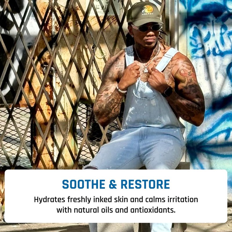 Derm Dude Tattoo Aftercare Brightening Balm | Moisturizing Balm to Heal Protect & Rejuvenate New & Existing Tattoos | Non-Greasy Formula with Dragon's Blood, Shea Butter & St John's Wort, Citrus 2oz