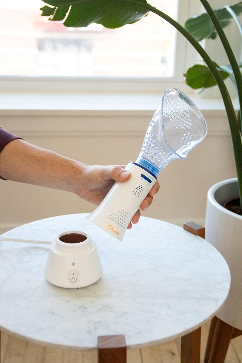 Crane Corded Personal Steam Inhaler - Sinus & Cough Relief | Vapor Pad Compatible, 30 ml, White