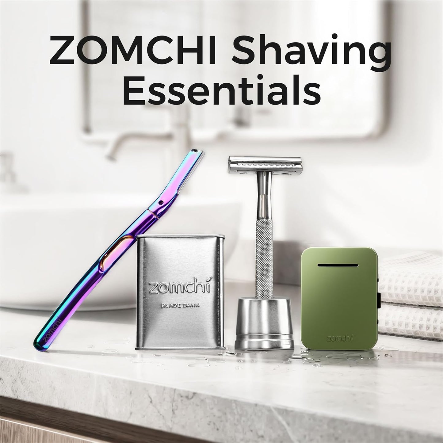 ZOMCHI Double Edge Safety Razor for Men & Women, Metal Razor with 5 Double Edge Safety Razor Blades, Single Blade Razor – Silver